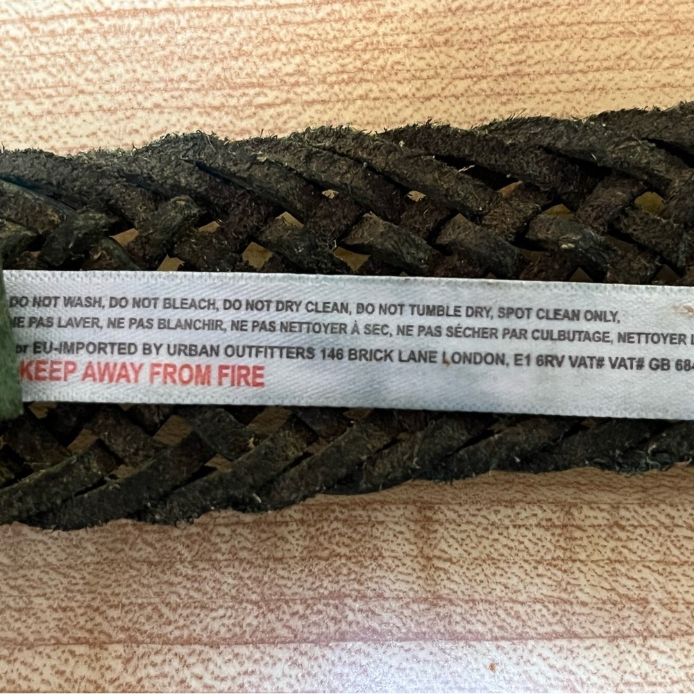 Free People We The Free Braided Leather Brix Belt Brownish Dark Green S/M NWOT - Picture 7 of 13